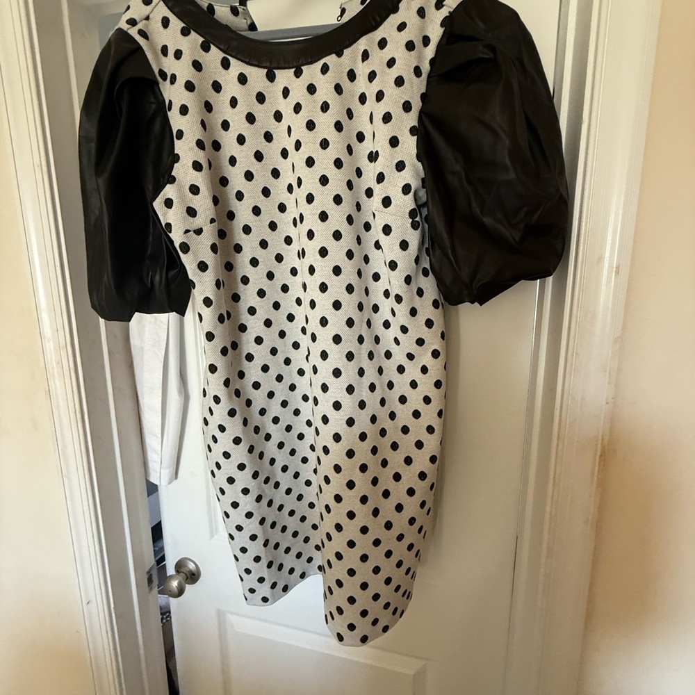NWOT New York and Company. Polka Dot Kids Dress with Black Sleeves